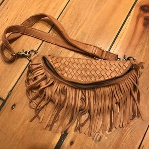 Leather fringe fanny pack